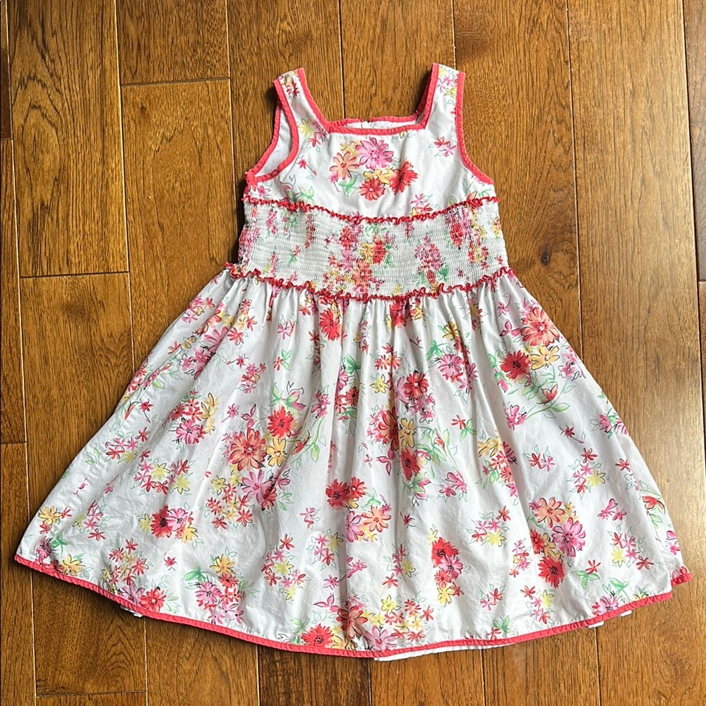 Pink and White Ruffled Smocked Sundress